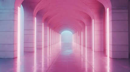 Neon archway tunnel, futuristic