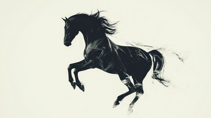 Fototapeta premium Majestic black horse in mid-air leap