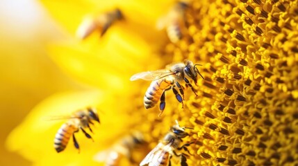 Honeybees on Sunflower: A Golden Symphony of Nature