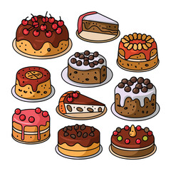 Assorted Delicious Cakes and Pies Sweet Treats Collection