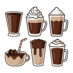 Six Delicious Chocolate Drinks Menu Illustration