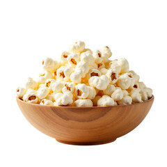 Popcorn in Wooden Bowl, Snack Food, Transparent Background