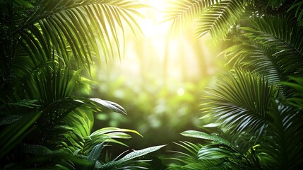 Fototapeta premium Lush Tropical Rainforest Sunlight