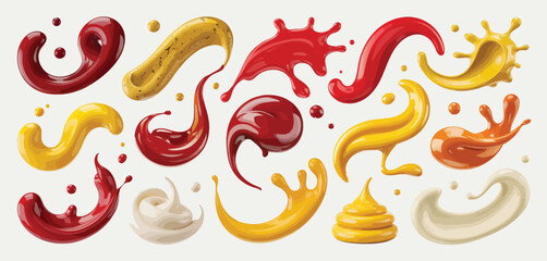 Collection of Various Sauce Splashes and Drizzles