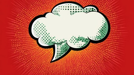 explosive comic book style illustration with central white speech cloud, bright orange sunburst and blue sky with stars superhero action scene, retro pop art background for message