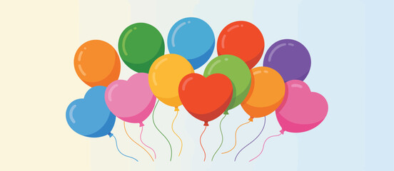 Colorful Heart and Round Balloons Festive Party Decoration