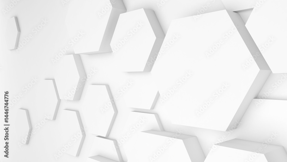 Poster abstract geometric background shapes white hexagon in relief, both high and low used to add differen