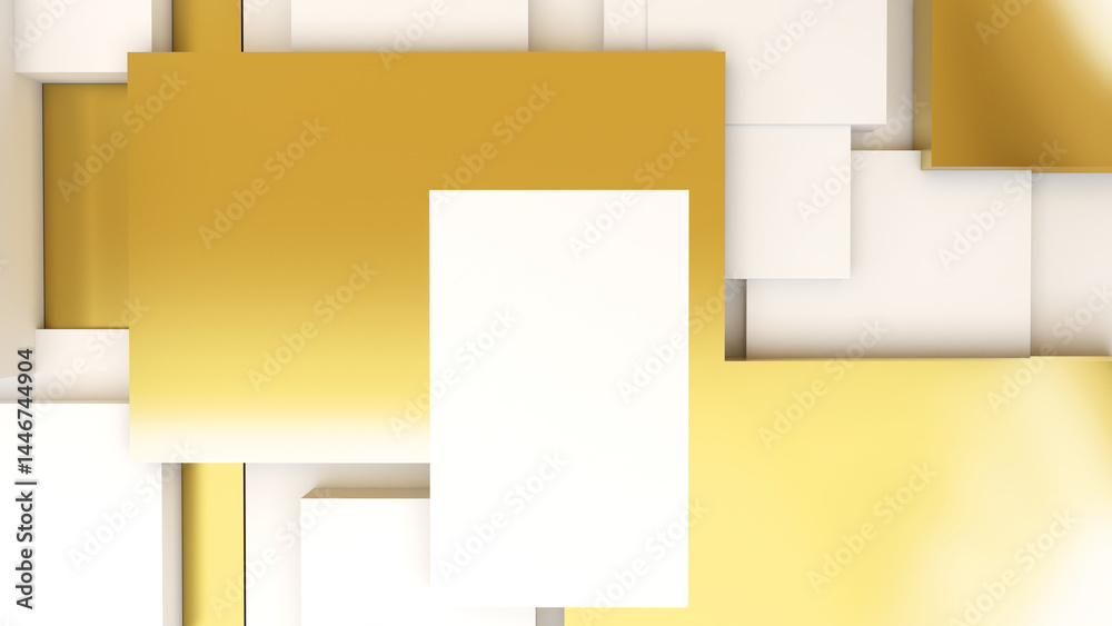 Poster abstract geometric shape background white and gold squares used in graphics or background images to 