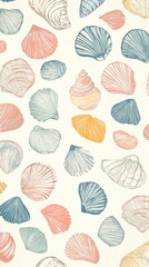 Delicate seashell pattern in pastel colors.