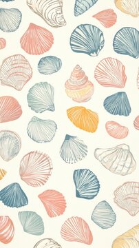 Delicate seashell pattern in pastel colors.
