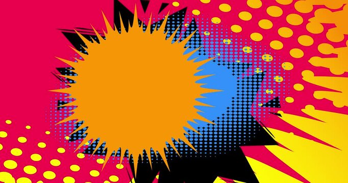 Cartoon background animation, comic book backdrop video. Retro vector comics pop art design.