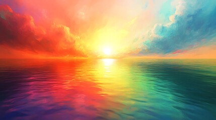 Fototapeta premium Beautiful sunset over the sea. rendering, illustration
