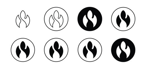 Abstract Flame Logo Variations Black and White Design Set
