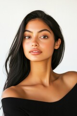 Fototapeta premium Young and beautiful model present skin care and beauty cosmetic product