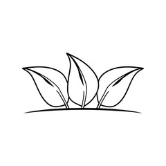 Three Simple Leaves Line Art