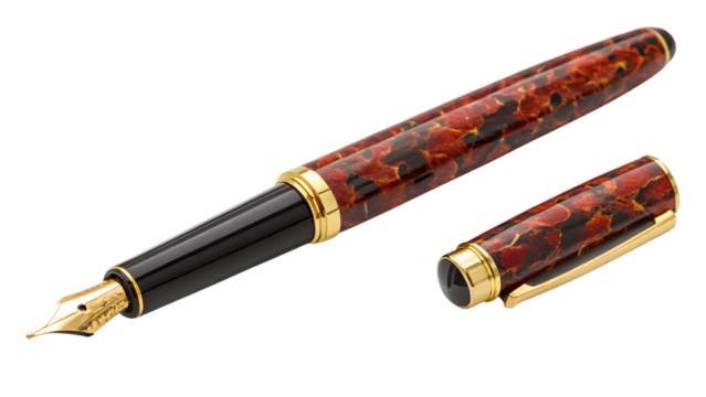 Fountain Pen with Cap Off Isolated on Transparent Background