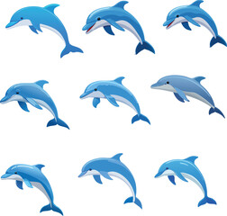 Naklejka premium Dolphin set icon image 