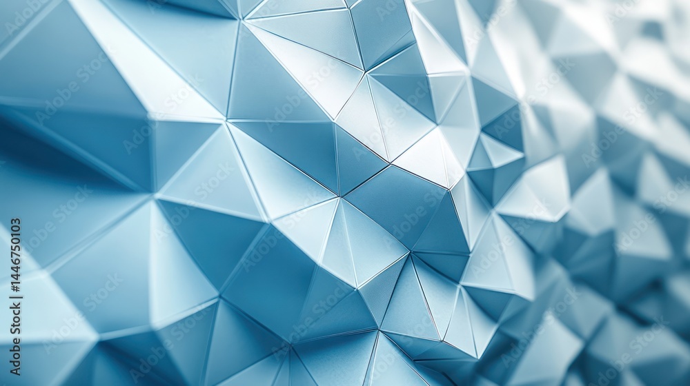 Wall mural abstract polygonal mosaic surface in blue gradient with sharp edges