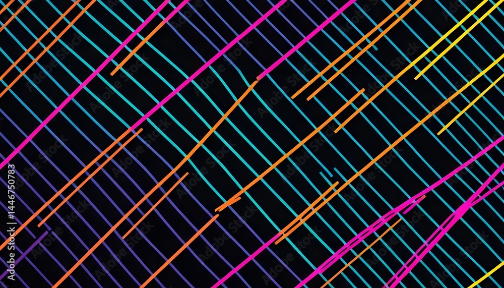 Aufkleber Abstract background with diagonal lines in various colors on a dark backdrop creating a retro vibe