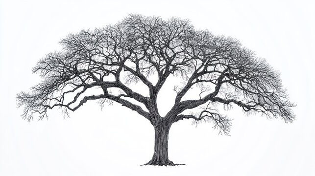 Silhouetted tree against a white background - Powered by Adobe