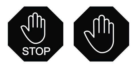 stop sign with hand icon. 