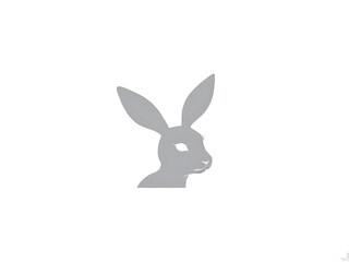 Obraz premium Elegant rabbit head silhouette icon on a clean white background.