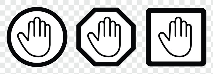 Stop hand icon. Raised hand icon symbolizing stop . hand icon.