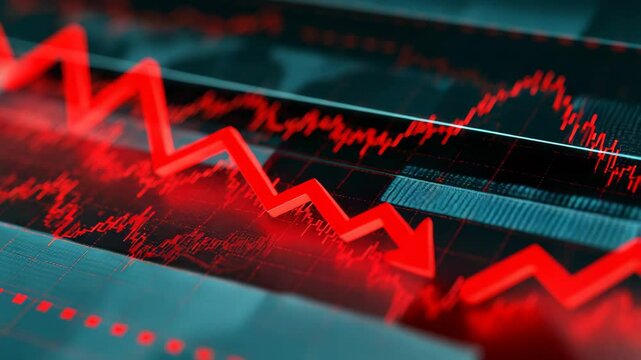 Red digital stock market crash graph. investment