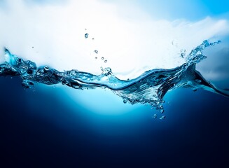 Dynamic water splash,  a wave cresting, revealing both surface and underwater views with air bubbles and sunlight.  A serene and refreshing scene.