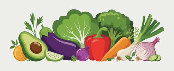 Assortment of Fresh Vegetables and Herbs for Healthy Eating