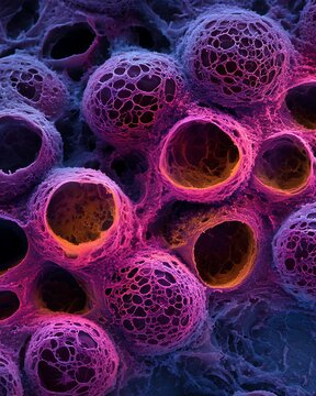Synovial sarcoma cell image shows a dense, intermingled mass of cells.