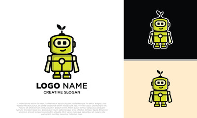 green robot character with leaf