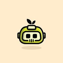 green robot character with leaf