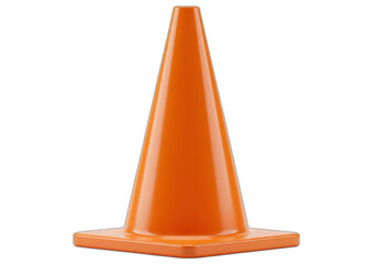 Orange traffic cone, sturdy, reflective stripes, pointed top, white background. Isolated on transparent background.