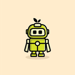 green robot character with leaf