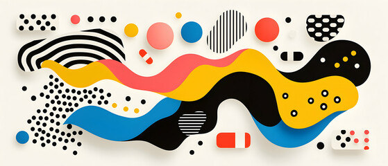Abstract art composition with layered shapes and vibrant colors. Perfect for web design book covers or posters.