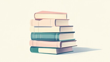 Stack of books isolated on white background.