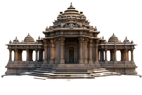 Ancient Indian Temple Facade 3D Model Illustration