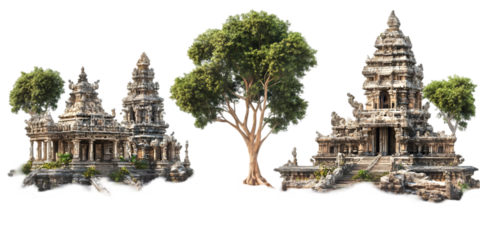 Ancient Khmer Temples Illustration Isolated Background