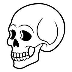 Simple skull vector outline with clean line drawing isolated on transparent background for logos and illustrations