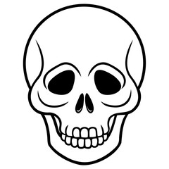 Skull vector line art illustration isolated on a transparent background for digital design and tattoo style graphics
