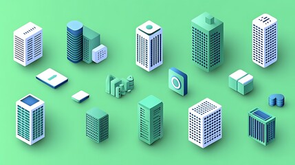 Isometric city mockup with abstract buildings