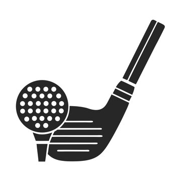 black golf club and ball on tee clip art preview
