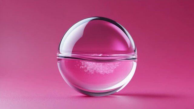 Animation of transparent cosmetic serum oil drops in round shape