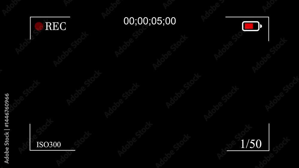 Poster Camera Recording Viewfinder Interface With Timecode Battery Indicator And Settings Overlay
