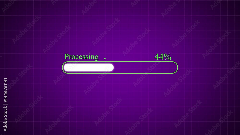 Poster processing bar animation with percentage on grid background loopable technological progress