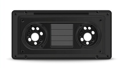 Fototapeta premium Black VHS cassette tape isolated on white background.