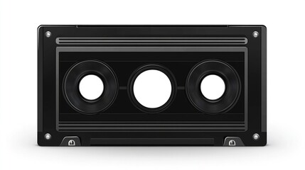 Obraz premium Black audio cassette tape isolated on white background.
