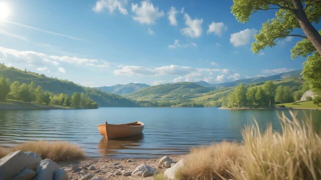 Summer lake shores on a sunny day.
