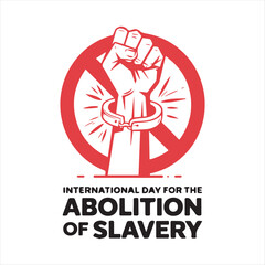 Fototapeta premium Freedom Fist Breaking Chains Illustration.Stop Slavery Awareness Poster Design.Broken Handcuffs with Raised Fist Graphic.Anti Slavery Day Concept Art.Human Rights Day Freedom Illustration 